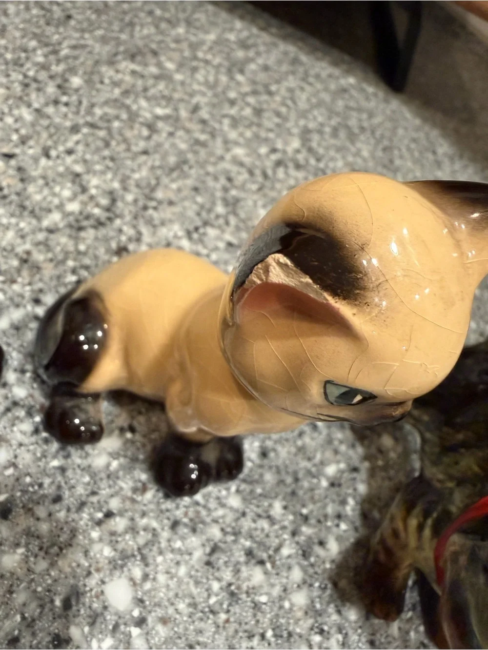 Vintage Ceramic Cat Figurine Set - Brown, Cream Decorative Cats (Please Read)
